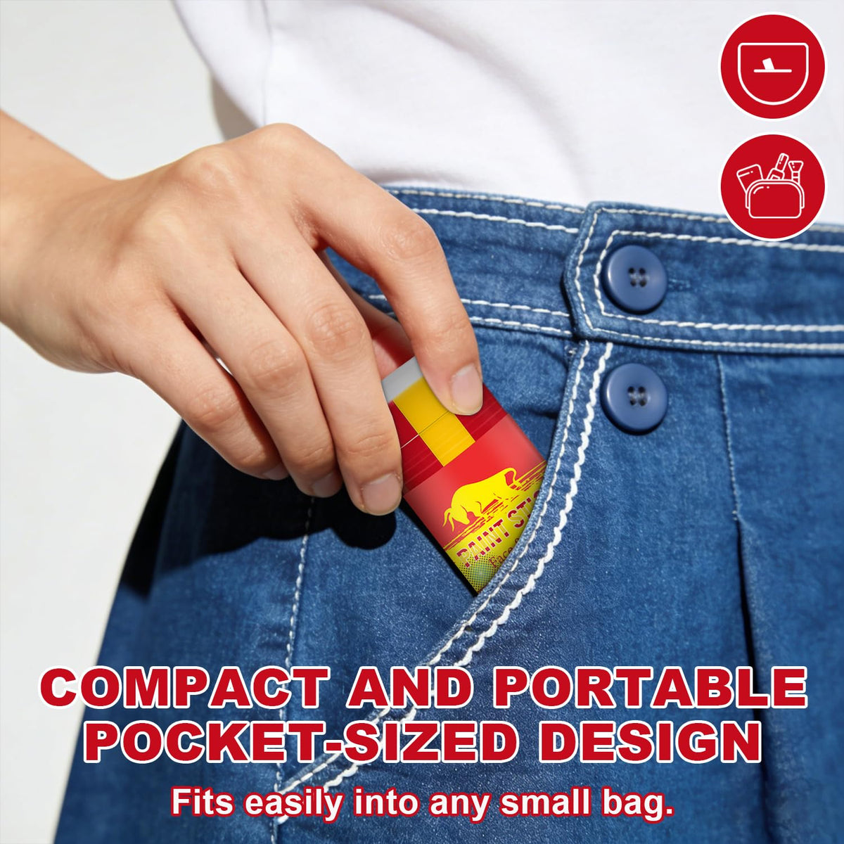 WEEMAY placed next to wallet and jersey showing compact travel convenience