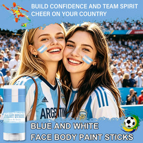 WEEMAY three-color stripe on cheek highlighting bold, flag-accurate pigment