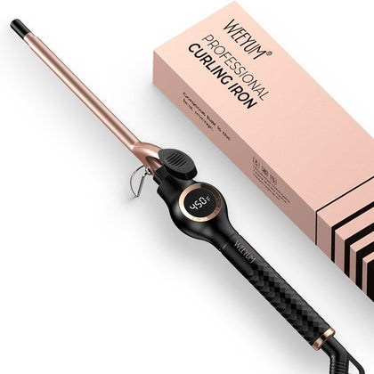 WEEYUM mini curling iron front view showing sleek design and easy handling benefits