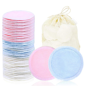 wegreeco front packaging showing 40 reusable pads and laundry bag for easy storage