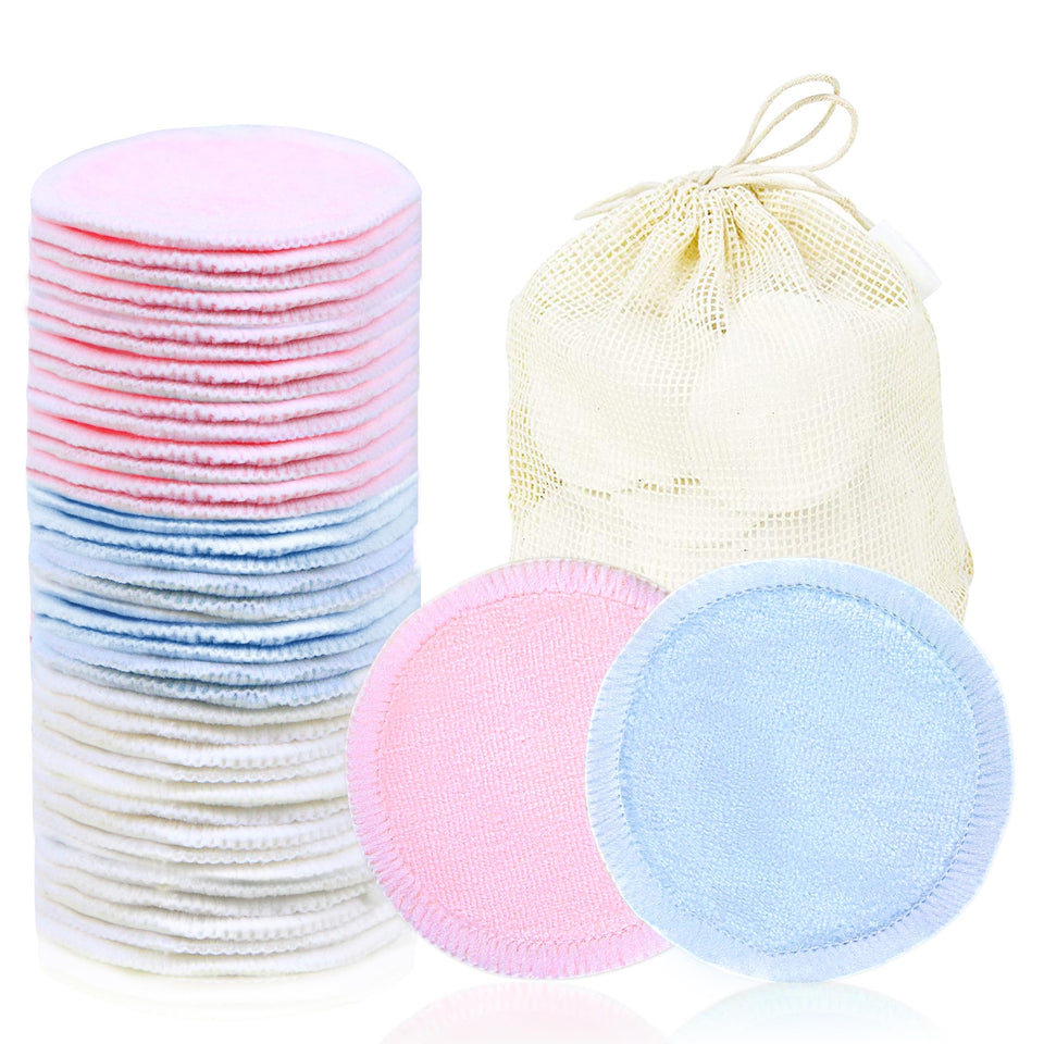wegreeco front packaging showing 40 reusable pads and laundry bag for easy storage
