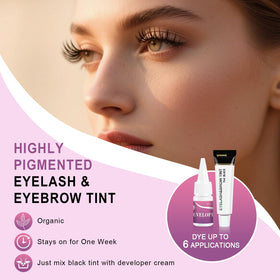 WEILNELL before and after eyelash result, emphasizing darker glossy lashes