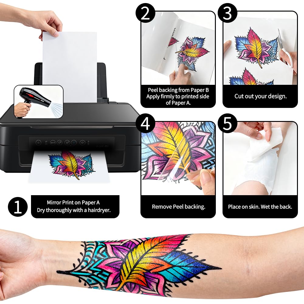 Welacer applying tattoo transfer with wet backing for easy adhesion