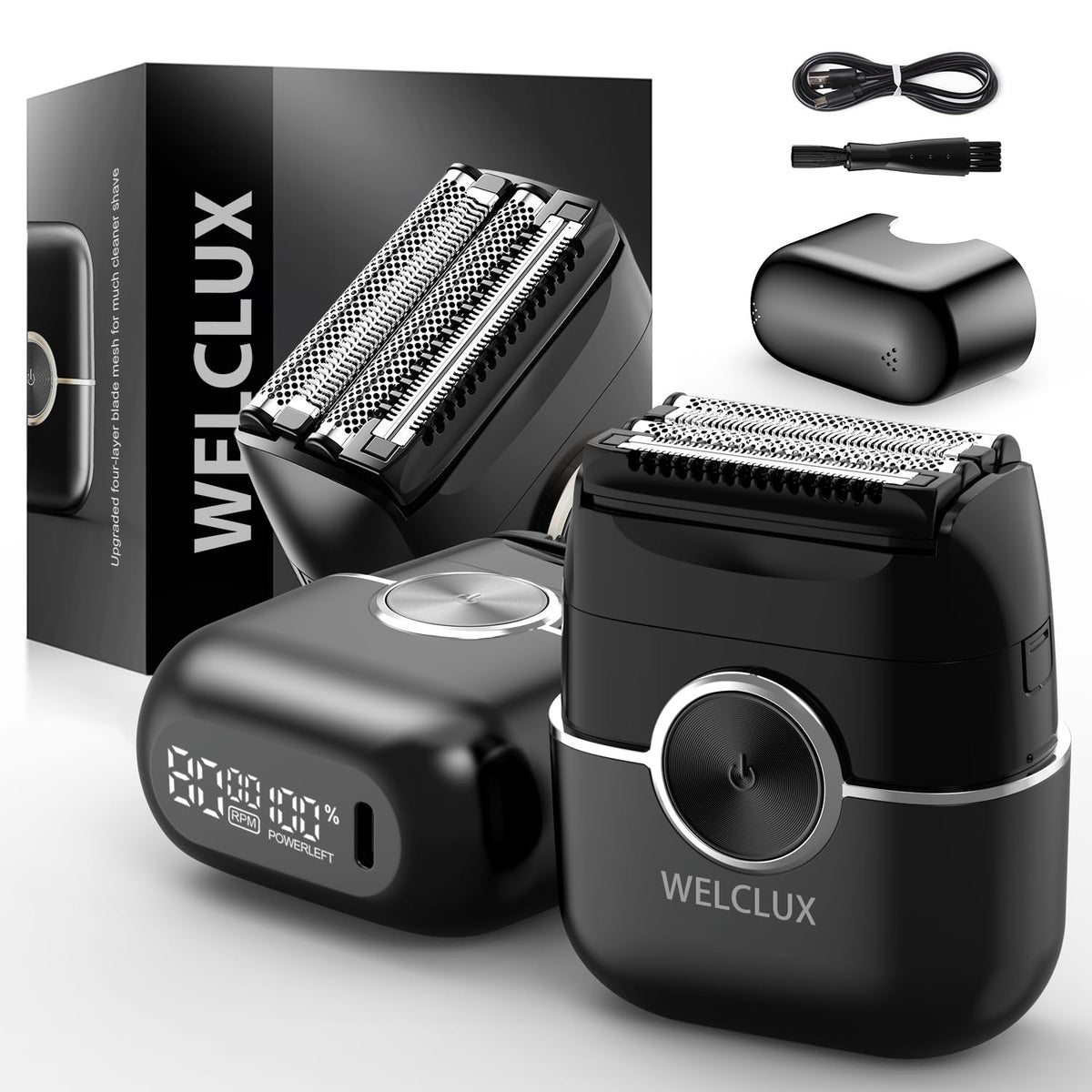 Welclux front view showing compact foil shaver for easy grooming
