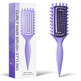 Weldilgit brush front view showing purple shell and compact size for easy styling