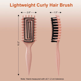 Weldilgit brush used on wet curls distributing product evenly for defined clumps