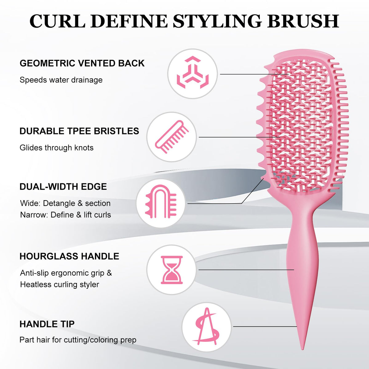 Weldilgit close-up of firm TPEE bristles improving detangling for coarse curls
