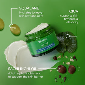 Weleda Skin Food Face applied on hand demonstrating smooth absorption benefit