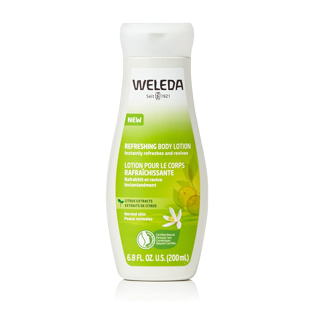 Weleda citrus hydrating body lotion front view showing label and size — refreshing benefit