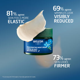 Weleda night cream texture close-up showing rich cushiony cream for deep moisture