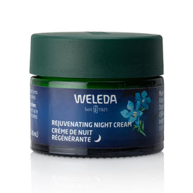 Weleda night cream front jar showing label and packaging, brand nourishing hydration