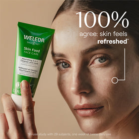 Weleda oil-to-milk texture close-up demonstrating silky transformation