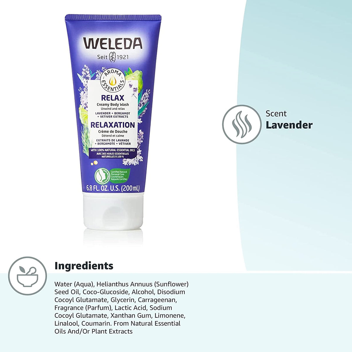Close-up of Weleda Relax bottle pump and cap for easy dispensing