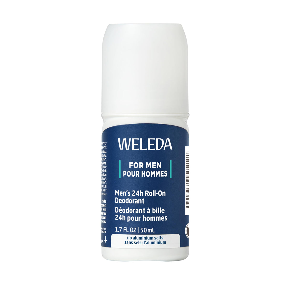 Weleda roll-on front label showing brand and plant-based claim for clear choice