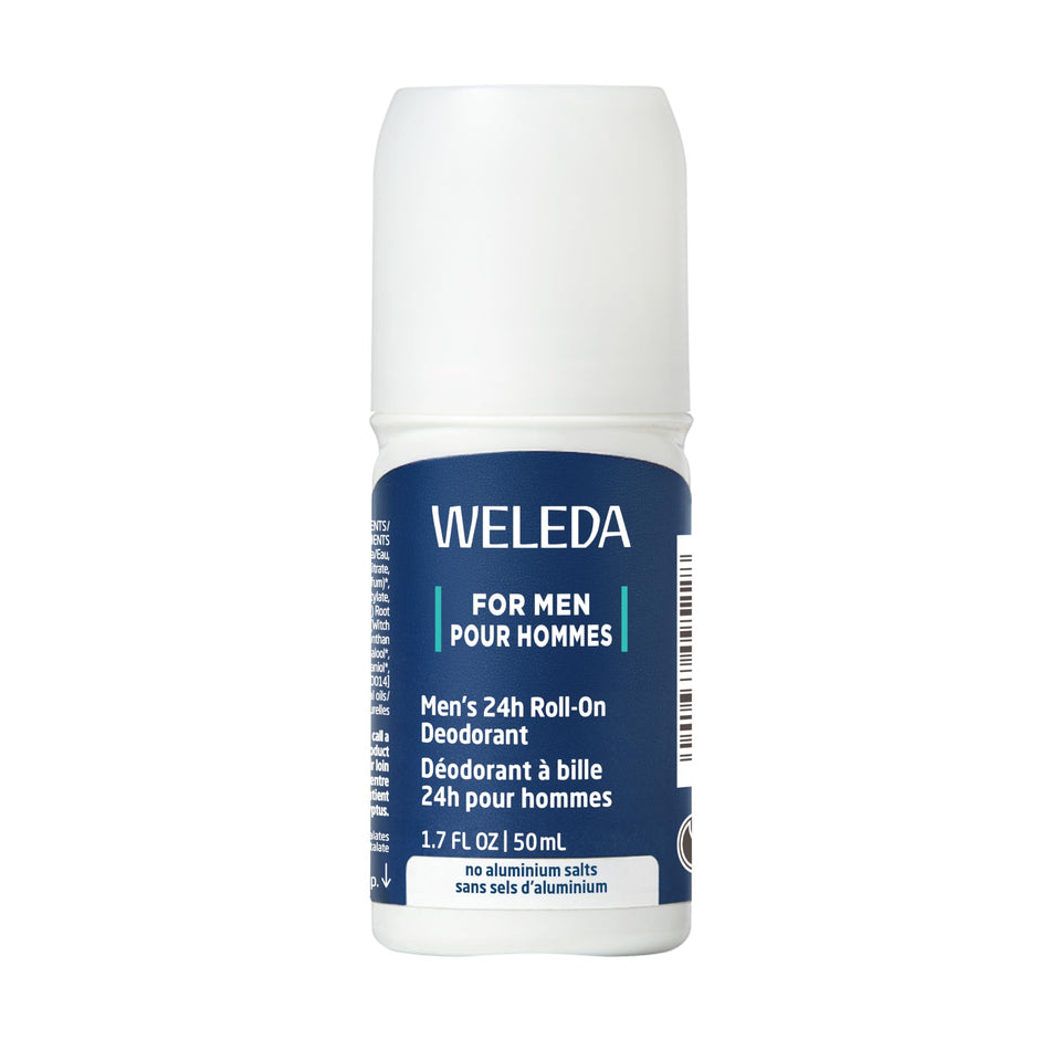 Weleda roll-on front label showing brand and plant-based claim for clear choice