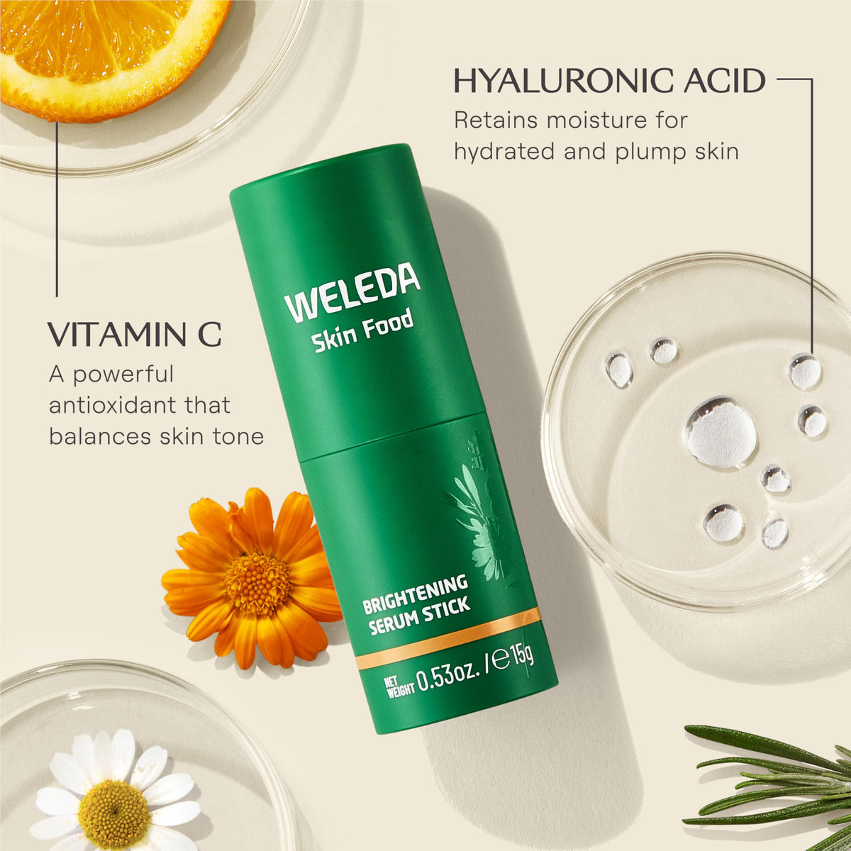 Weleda serum stick twist-up mechanism visible and ready for smooth application benefit