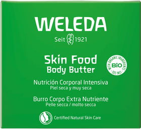 Weleda Skin Food open jar showing whipped texture and creamy consistency for easy spreadability