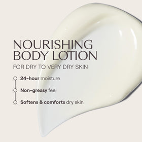 Weleda Skin Food body lotion creamy texture on hand showing fast absorption