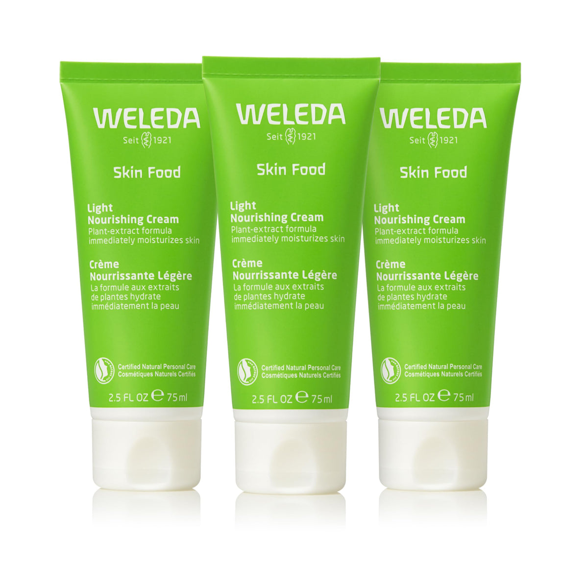 Weleda Skin Food Light front packaging showing label and three-pack convenience for daily hydration
