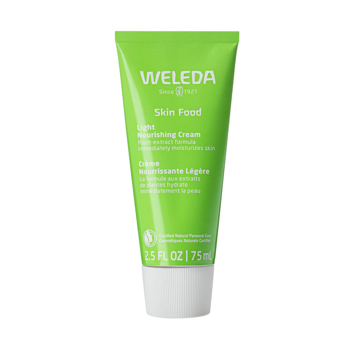 Weleda Skin Food Light front packaging showing compact travel-friendly tube and brand