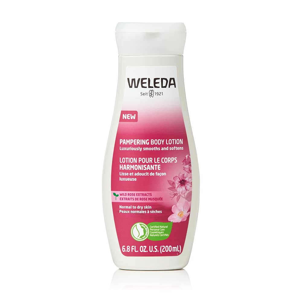 Weleda front packaging showing floral label and 6.8 fl oz size, brand clarity and benefit