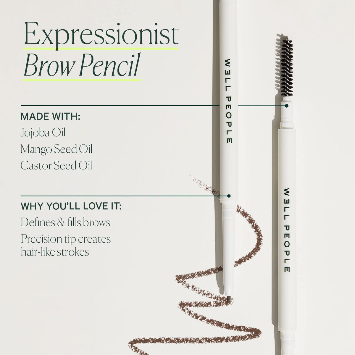 Well People swatches on skin displaying Neutral Brown shade and buildable coverage benefit