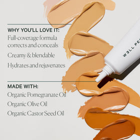 Well People concealer being applied under eye to conceal dark circles and brighten skin