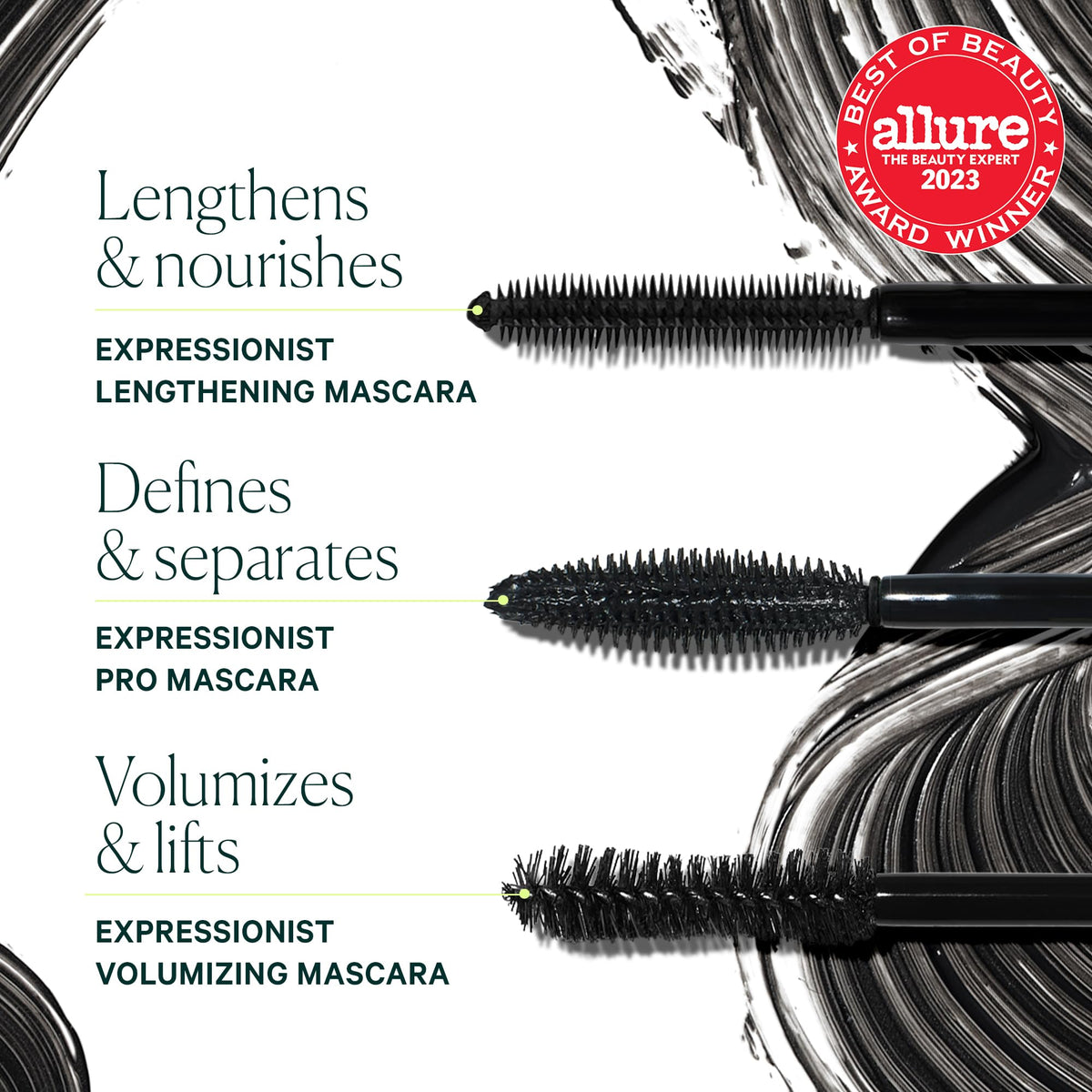 Well People mascara application on model showing precise one-swipe length benefit