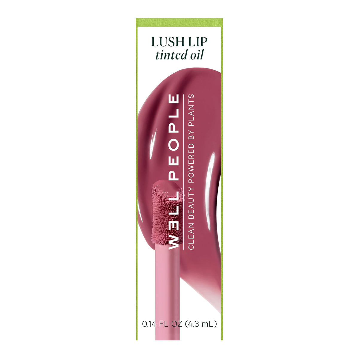 Well People lip oil next to lipstick to show compact size and layering option
