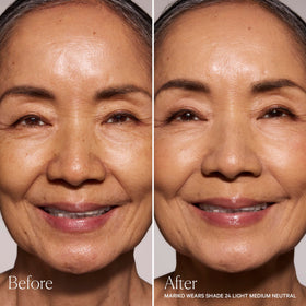 Well People stick applied to cheek showing natural finish and quick touch-up advantage