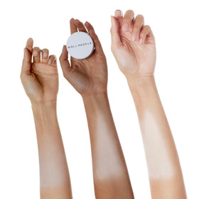 Close-up of Well People powder texture showing ultra-fine, light-reflective particles