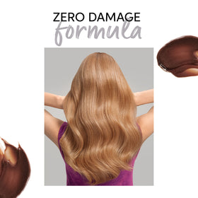 Lengths of light blonde hair after Wella mask showing warm golden shine