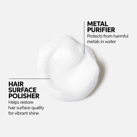 Wella Professionals conditioner applied to wet hair in shower showing smoothing benefit