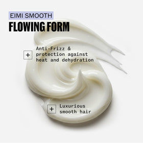 Wella Professionals EIMI Flowing Form before and after hair transformation, highlights reduced frizz