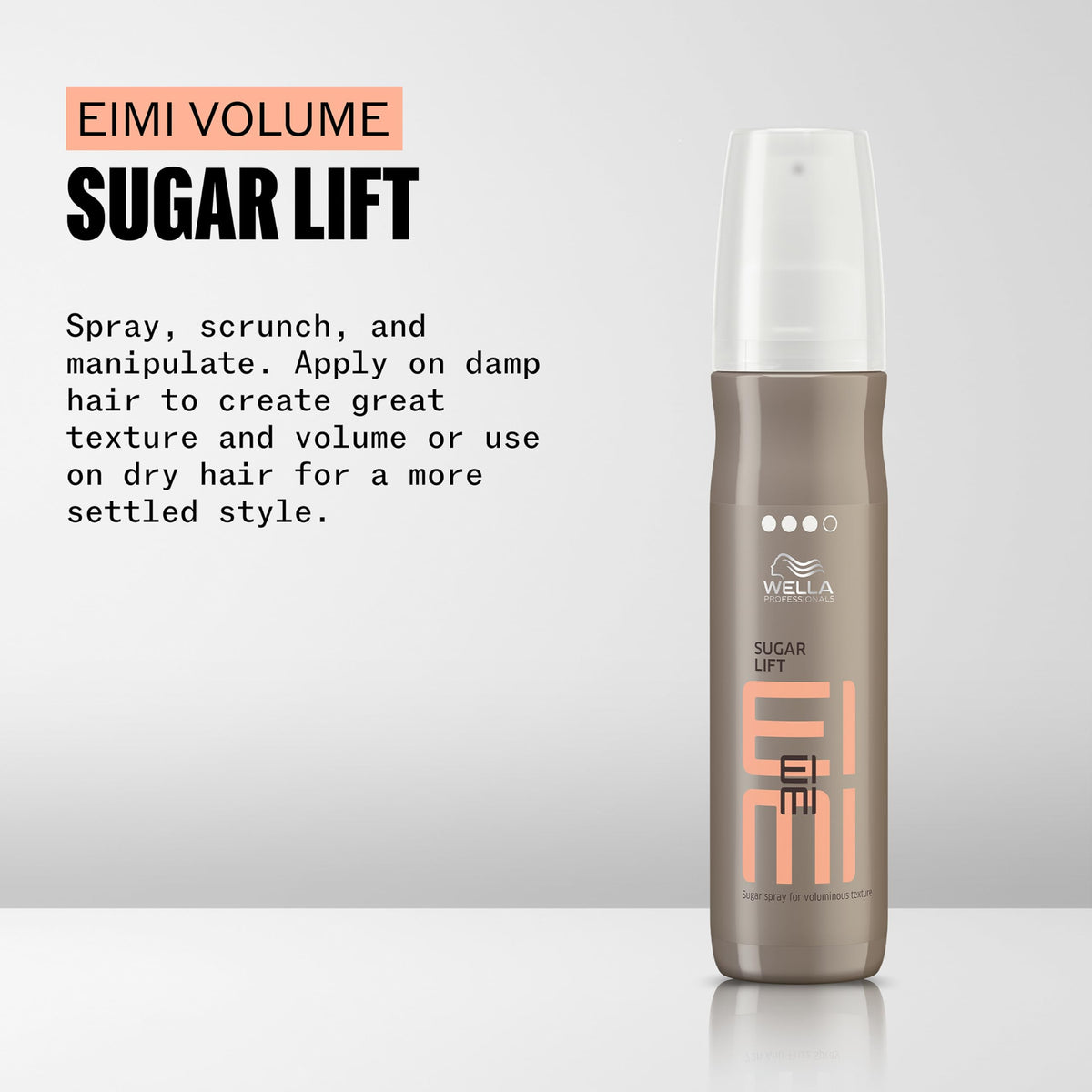 Wella Professionals spray action misting roots, demonstrates lift and fast application benefit
