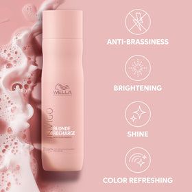 Wella Professionals before and after blonde showing reduced brassiness benefit
