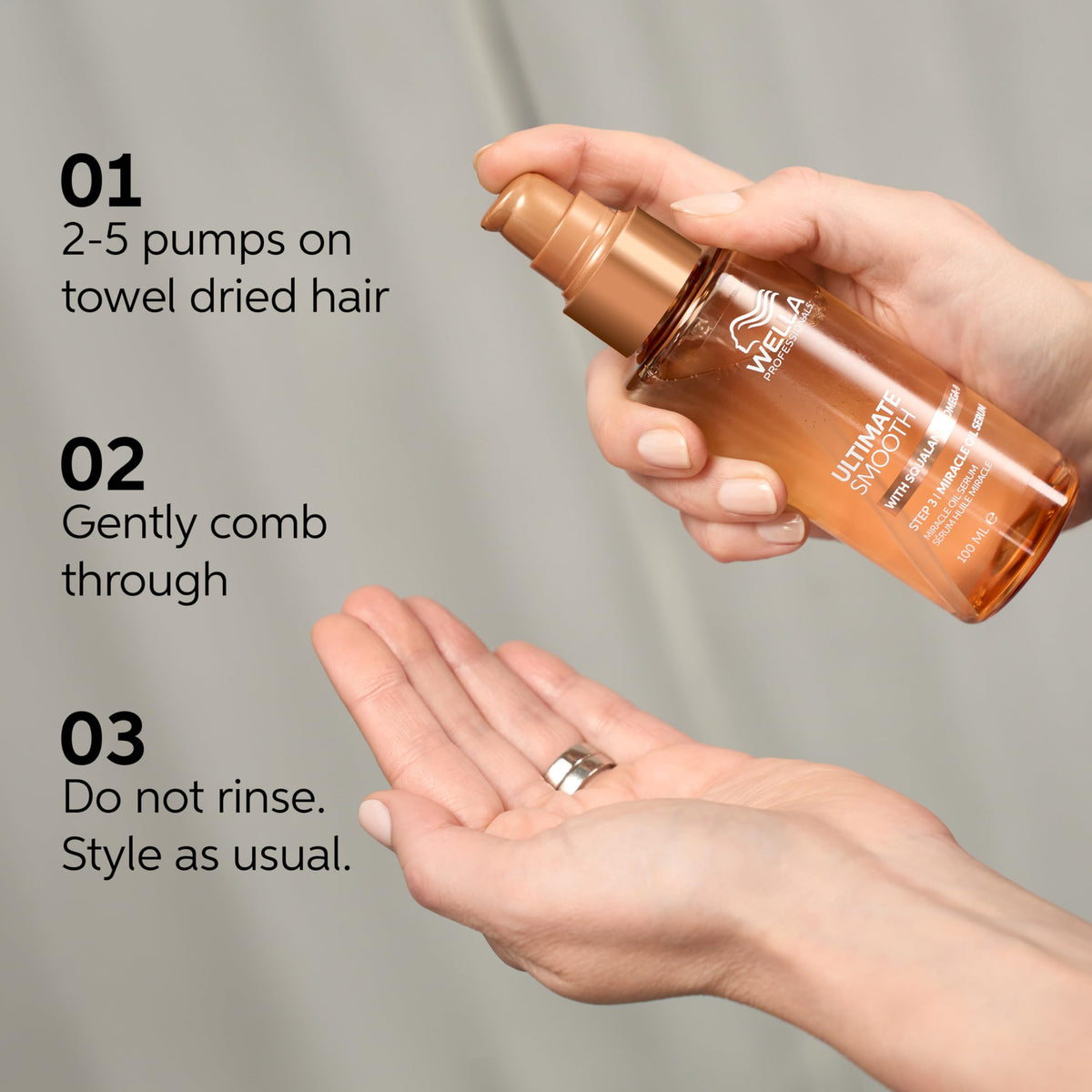 Wella Professionals label close-up listing squalane and omega-9 benefits for nourishment