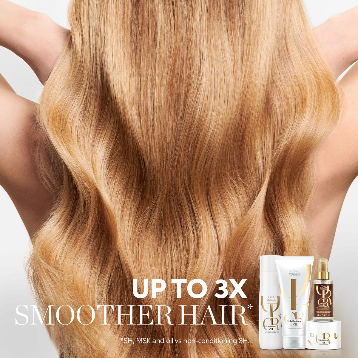 Wella Professionals oil texture on surface demonstrating lightweight glossy finish