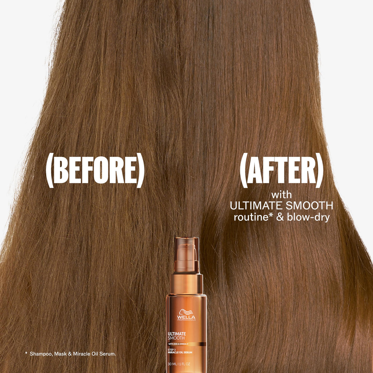 Wella Professionals shampoo paired with Miracle Oil Serum for longer smoothness