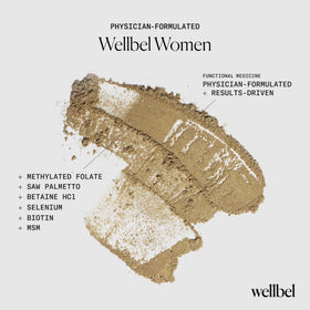 WELLBEL measured serving size beside glass to illustrate dosage