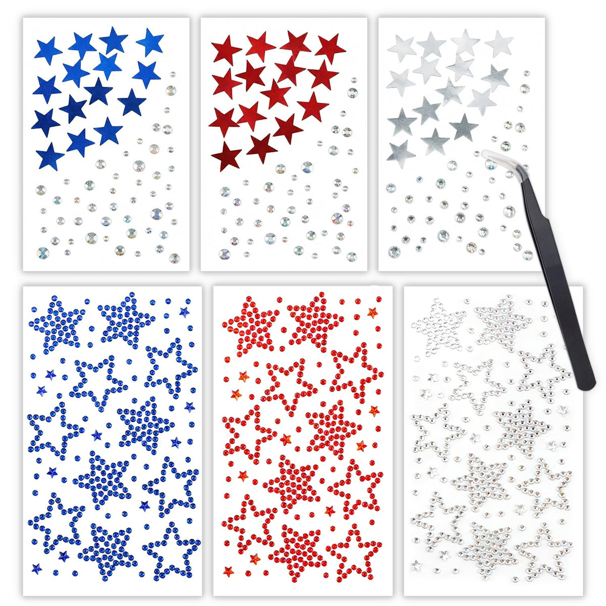 WellerMan front packaging showing patriotic star gem sheets and tweezers for quick styling