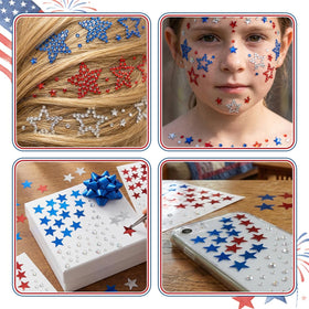 WellerMan gems applied to cheek highlighting instant festive sparkle for Fourth of July looks