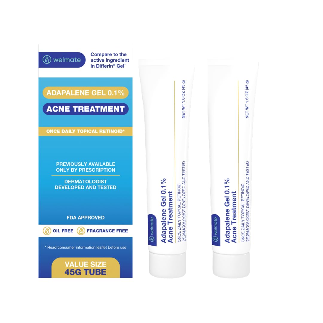 WELMATE front view of two adapalene gel tubes showing packaging and quantity benefit