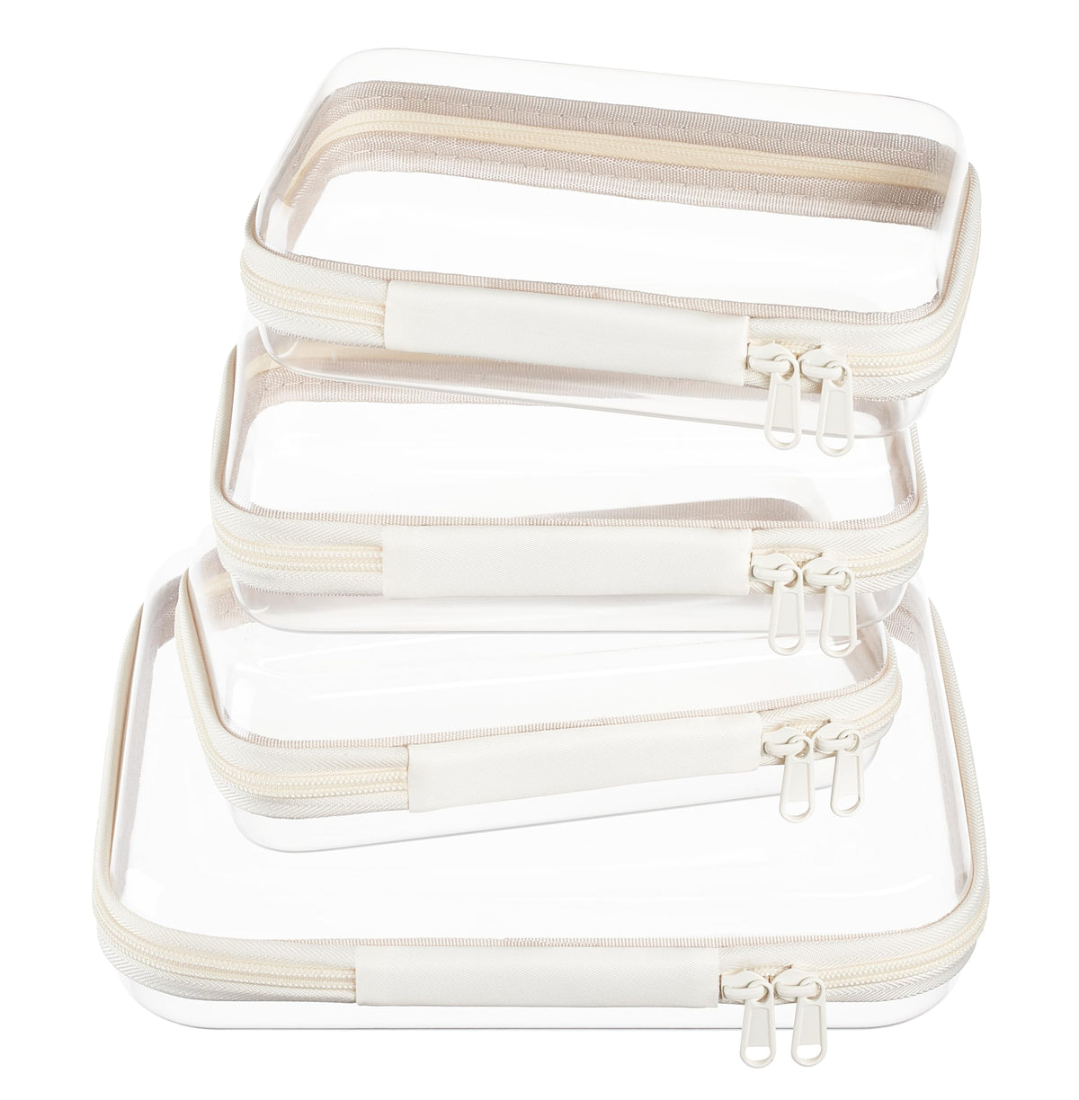 WELPIRT front view of clear zipper case set showing tidy organization benefit