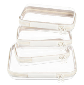 WELPIRT front view of clear zipper case set showing tidy organization benefit