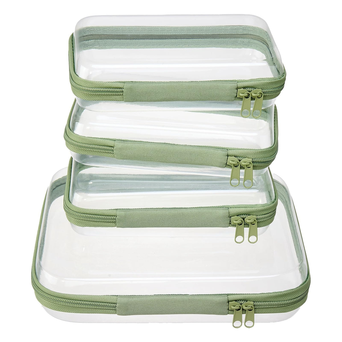 WELPIRT front view of four-piece mint green pouch set showing contents clearly