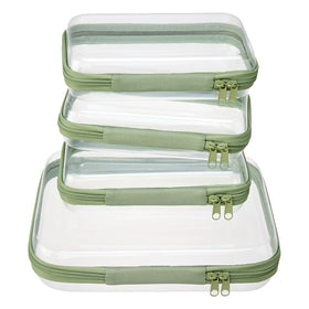 WELPIRT front view of four-piece mint green pouch set showing contents clearly