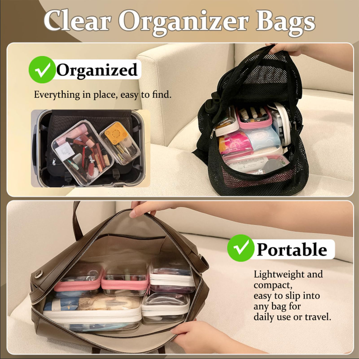WELPIRT pouches in a suitcase demonstrating organized travel convenience