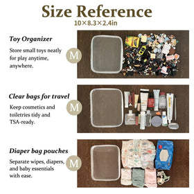 WELPIRT medium pouch open with toiletries showing easy visual access benefit