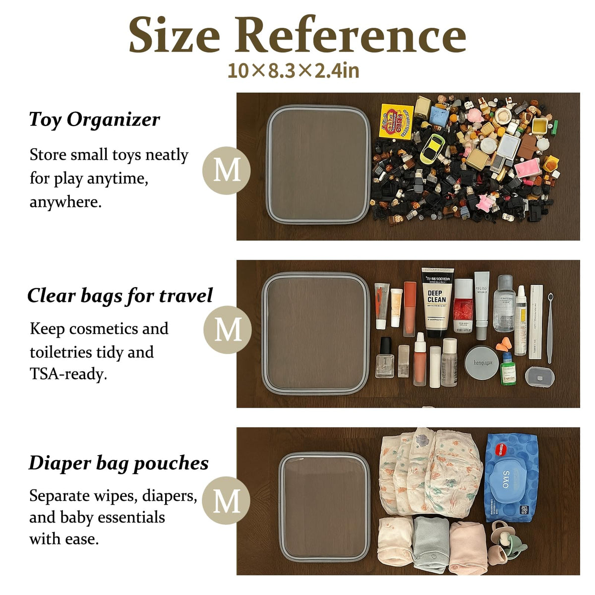 WELPIRT open pouches with toiletries inside showing quick-access organization benefit